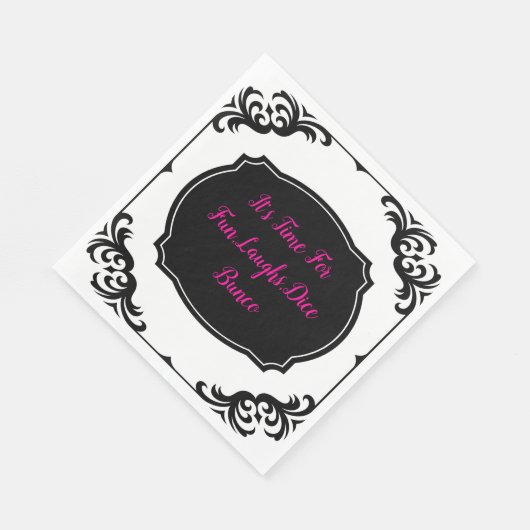Serviette En Papier Fun Pink Black White Bunc Dice Party (Coin)