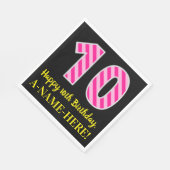 Serviette En Papier Fun Pink Stripes "10"; Joyeux 10e anniversaire; No (Coin)