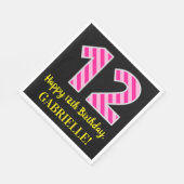 Serviette En Papier Fun Pink Stripes "12"; Joyeux 12e anniversaire; No (Coin)