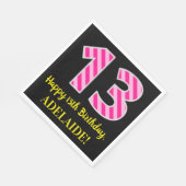 Serviette En Papier Fun Pink Stripes "13"; Joyeux 13e anniversaire; No (Coin)
