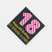 Serviette En Papier Fun Pink Stripes "18"; Joyeux 18e anniversaire; No (Coin)