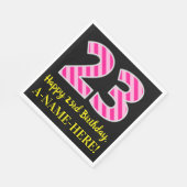 Serviette En Papier Fun Pink Stripes "23"; Joyeux 23ème anniversaire;  (Coin)