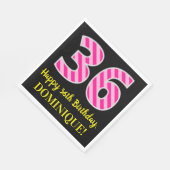 Serviette En Papier Fun Pink Stripes "36"; Joyeux 36e anniversaire; No (Coin)