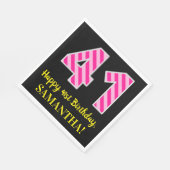 Serviette En Papier Fun Pink Stripes "41"; Joyeux 41e anniversaire; No (Coin)