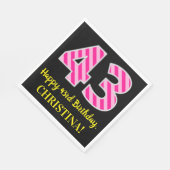 Serviette En Papier Fun Pink Stripes "43"; Joyeux 43ème anniversaire; (Coin)