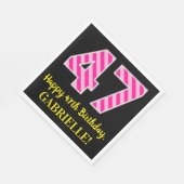 Serviette En Papier Fun Pink Stripes "47"; Joyeux 47ème anniversaire; (Coin)