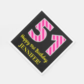 Serviette En Papier Fun Pink Stripes "51"; Joyeux 51e anniversaire; No (Coin)