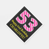 Serviette En Papier Fun Pink Stripes "53"; Joyeux 53ème anniversaire; (Coin)
