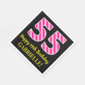 Serviette En Papier Fun Pink Stripes "55"; Joyeux 55e anniversaire; No (Coin)