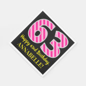 Serviette En Papier Fun Pink Stripes "63"; Joyeux 63ème anniversaire; (Coin)