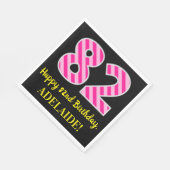 Serviette En Papier Fun Pink Stripes "82"; Joyeux 82e anniversaire; No (Coin)