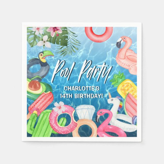 Serviette En Papier Fun Pool Party d'été Anniversaire (Devant)