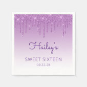 Serviette En Papier Fun Purple Parties scintillant Sweet sixteen (Devant)