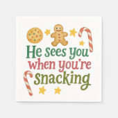 Serviette En Papier Fun Quote Sees you while snacking Christmas  (Devant)
