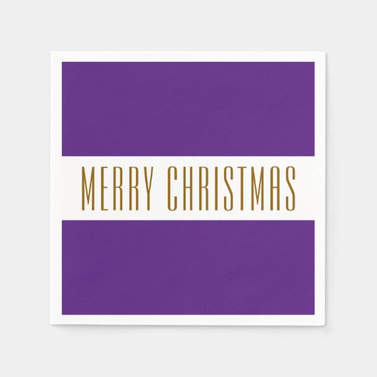 Serviette En Papier Fun Regal Violet Blanc Joyeux NOËL Stripes (Devant)