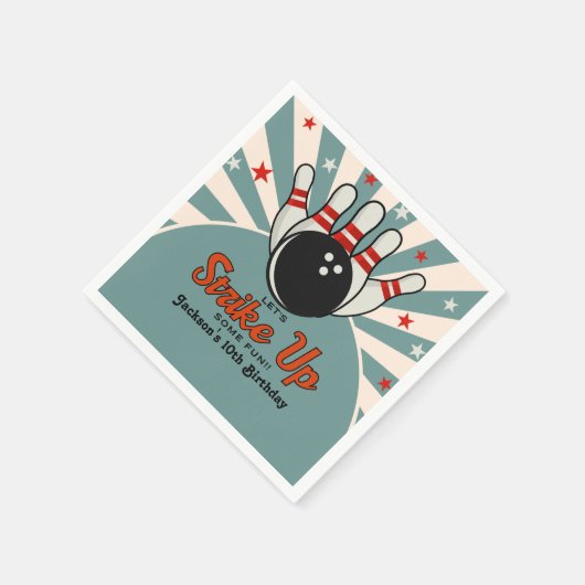 Serviette En Papier Fun Retro Bowling Birthday boy  Party for Kids (Coin)