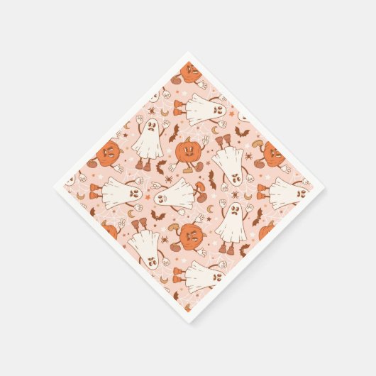Serviette En Papier Fun Retro Ghost & Jack-O-Lantern Motif (Coin)