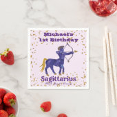 Serviette En Papier Fun Sagittarius Premier Anniversaire & Gold Confet (En situation)
