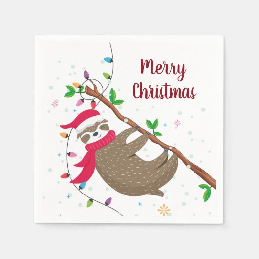 Serviette En Papier Fun Sloth serviettes de Noël (Devant)