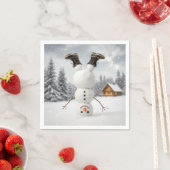 Serviette En Papier Fun Snowman Doing a Headstand  (En situation)