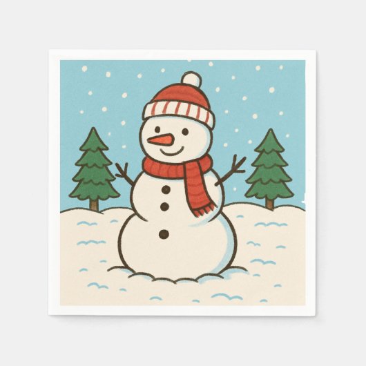 Serviette En Papier Fun Snowman mignon Noël (Devant)