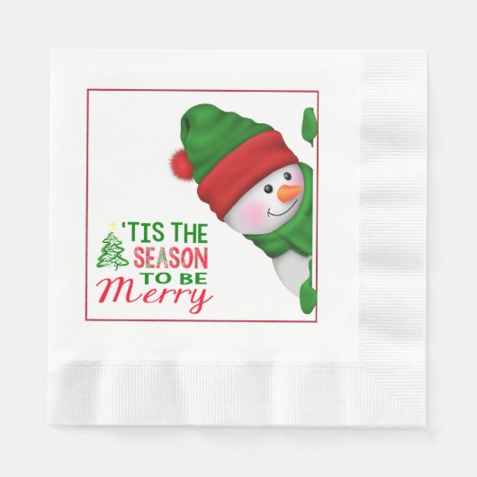 Serviette En Papier Fun Snowman Papier de Noël Napkin (Devant)