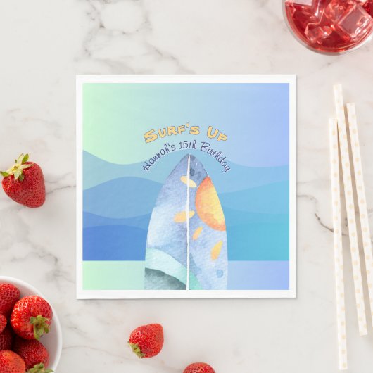 Serviette En Papier Fun Surf à l'anniversaire (En situation)