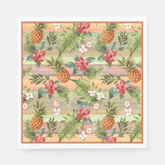 Serviette En Papier Fun Tropical Ananas Fruit Floral Feuille Motif (Devant)
