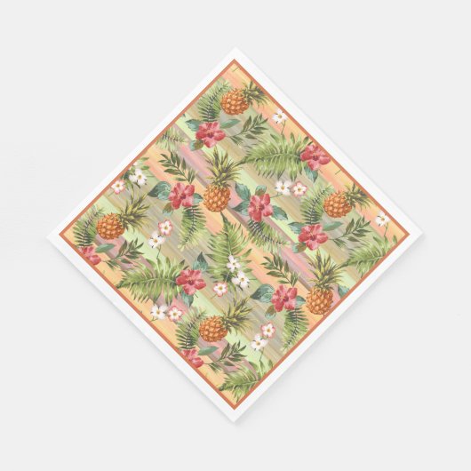 Serviette En Papier Fun Tropical Ananas Fruit Floral Feuille Motif (Coin)