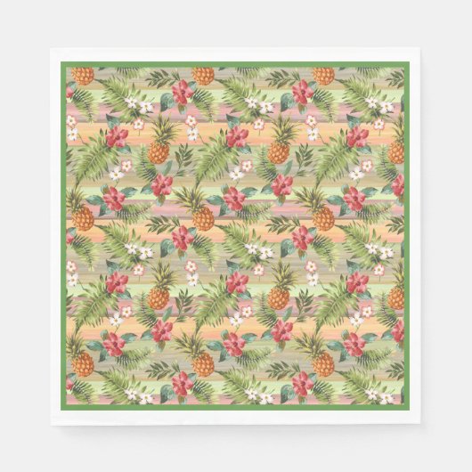 Serviette En Papier Fun Tropical Ananas Fruit Floral Feuille Motif (Devant)
