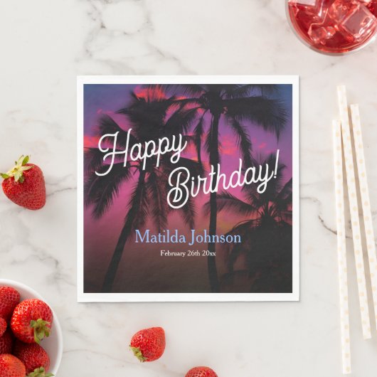 Serviette En Papier Fun Tropical Sunset Luau Anniversaire (En situation)