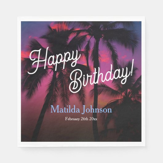 Serviette En Papier Fun Tropical Sunset Luau Anniversaire (Devant)