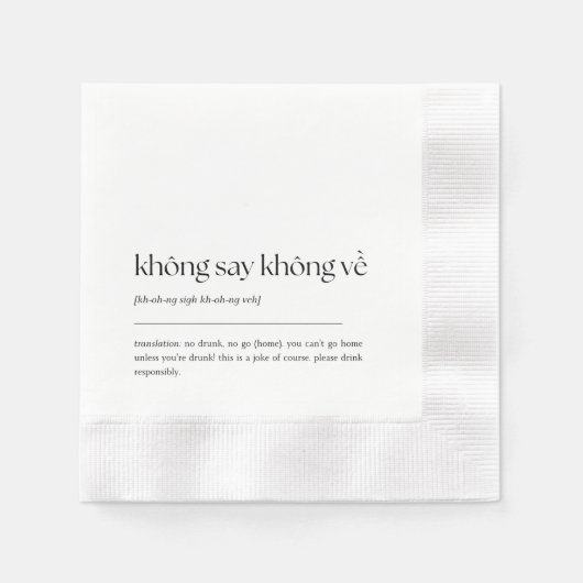 Serviette En Papier Fun Vietnamien Drinking Phrase Cocktail Napkin 01 (Devant)