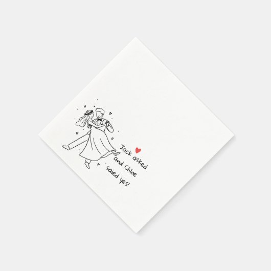Serviette En Papier Fun wedding cute couple hand drawn (Coin)