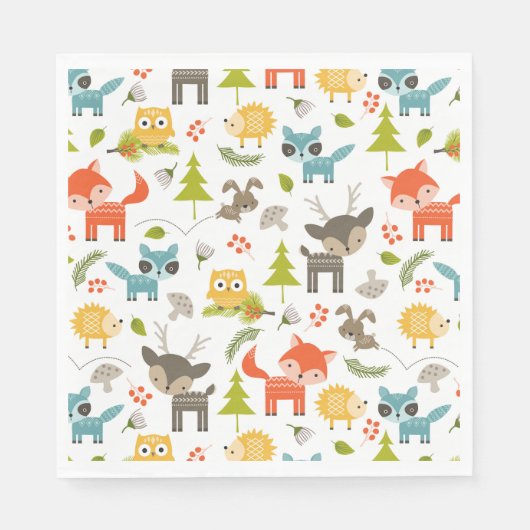 Serviette En Papier Fun Woodland Animaux douche ou décoration de fête (Devant)