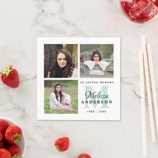 Serviette En Papier Funérailles Dans Mémoire Amoureuse Monogramme Phot (En situation)