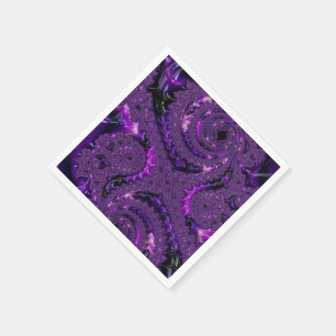 Serviette En Papier Funky Bold Boho Violet Abstrait Fractal Numérique