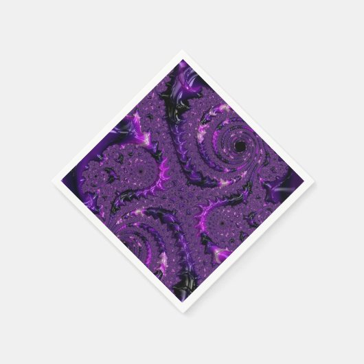 Serviette En Papier Funky Bold Boho Violet Abstrait Fractal Numérique (Coin)