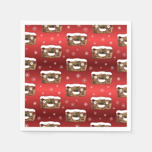 Serviette En Papier Funky Noël Fruitcake Motif Rouge (Devant)
