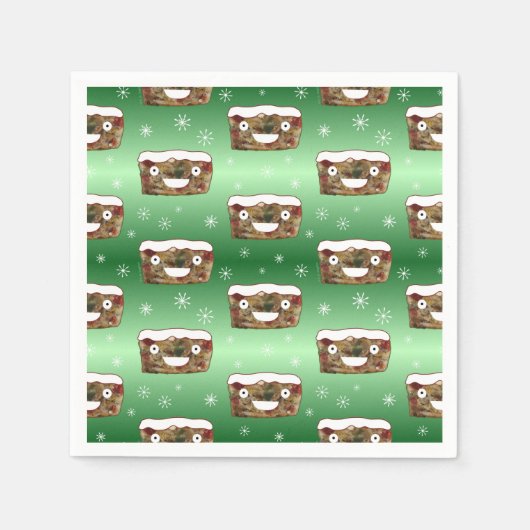 Serviette En Papier Funky Noël Fruitcake Motif Vert (Devant)