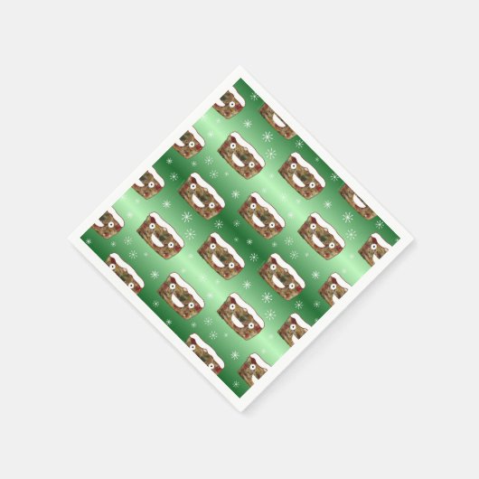 Serviette En Papier Funky Noël Fruitcake Motif Vert (Coin)