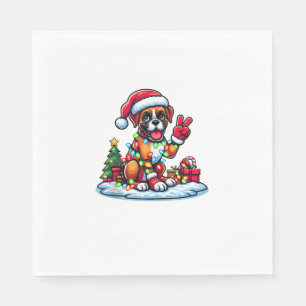 Serviette En Papier Funky Peace Hand Boxer Chien Feux de Noël Femmes