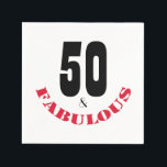 Serviette En Papier Funky Red 50th Birthday Party<br><div class="desc">Célébrez 50 ans de style avec ce design branché de 50 ans. 50 et Fabuleux en texte rouge et noir.</div>