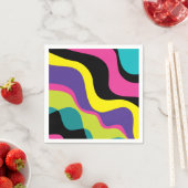 Serviette En Papier Funky Retro Colours Wave Pop Motif des années 90 (En situation)
