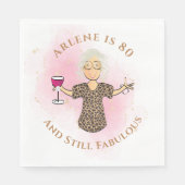 Serviette En Papier Funny 80 et fabuleux Cartoon rose 80e anniversaire (Devant)