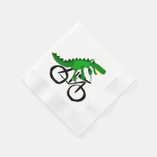 Serviette En Papier Funny Alligator équitation vélo (Coin)