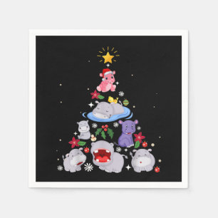 Serviette En Papier Funny arbre de Noël hippo   Hippopotame de Noël