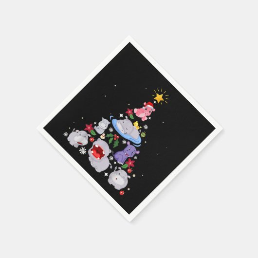 Serviette En Papier Funny arbre de Noël hippo | Hippopotame de Noël (Coin)
