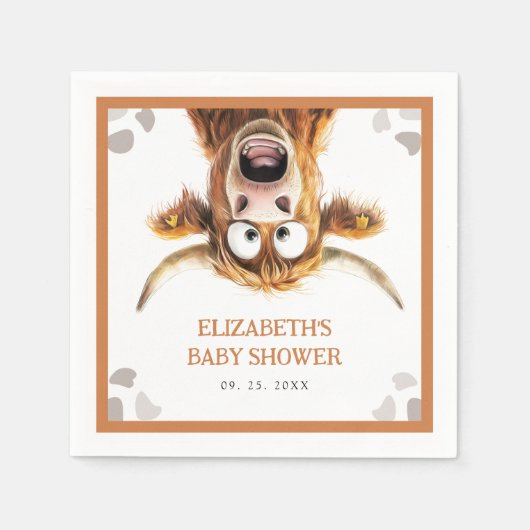 Serviette En Papier Funny Baby shower de vache (Devant)