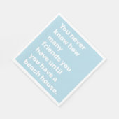 Serviette En Papier Funny Beach House Friends Citation en bleu clair (Coin)